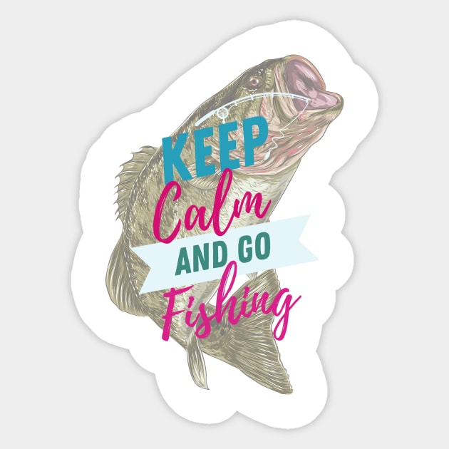 Keep Calm Go Fishing Sticker by Laurie Ewing 